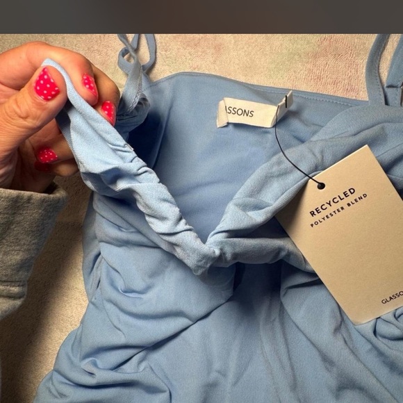 Glassons Sky Blue Ruched Tank Top - Picture 7 of 8